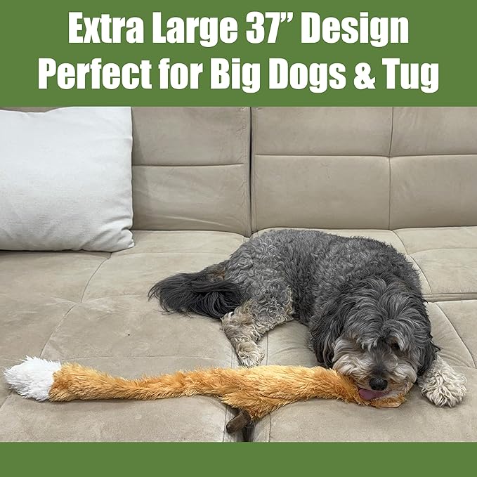SPOT Skinneeez Jumbo Forest Animal Stuffing-Free Dog Toy, Squeaker in Head & Tail, Durable Tug Toy for Large Puppies & Dogs, Great for Moderate Chewers, 37 inch, Assorted Styles