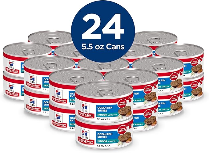 Hill's Science Diet Adult 1-6 Indoor Wet Cat Food, Ocean Fish, 5.5 oz. Cans, 24-Pack