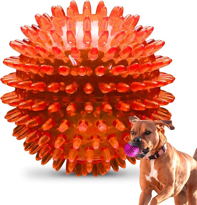 PetSport Gorilla Spiky Ball 5” - Spiky Rubber Dog Ball Toy, Interactive Puppy Toy for Medium and Large Sized Dogs, TPR Rubber, Vanilla Scented - 5 Inch, X-Large
