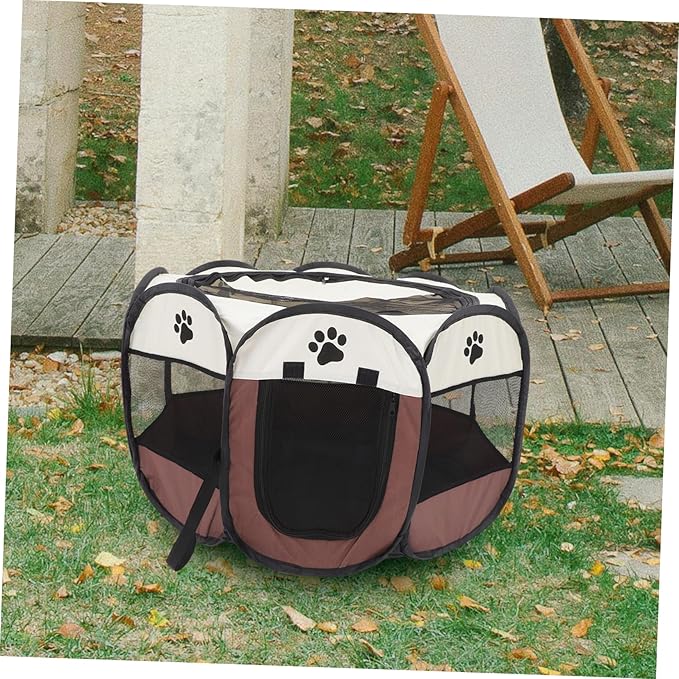 POPETPOP Dog Playpen Roof Portable Pet Tent House for Indoor Outdoor Use Large Capacity Octagonal Design Secure Locking Mechanism for Large Dogs and Cats
