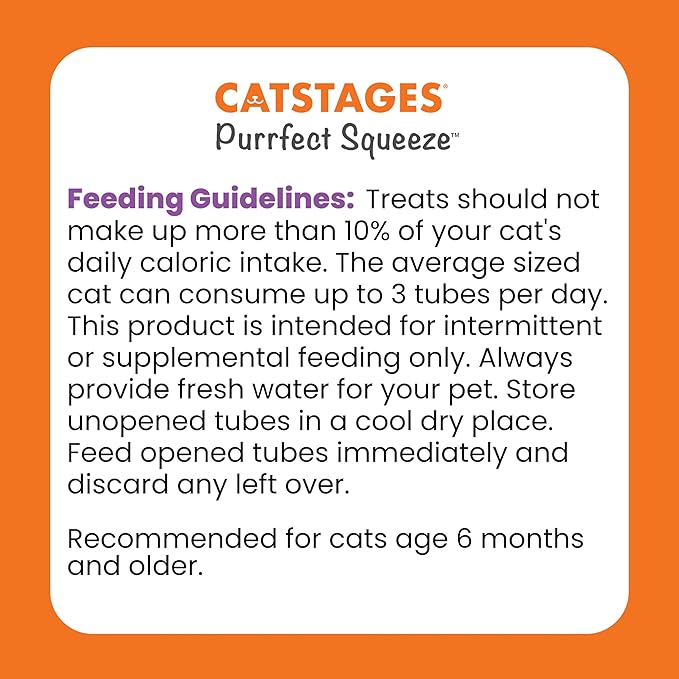 Catstages Purrfect Squeeze Lickable Cat Treats, Creamy Purée Squeezable Treat & Topper, 0.5 oz Tubes, 50-Count, 4-Flavor Variety Pack