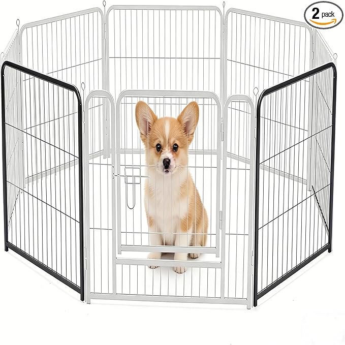 Simple Deluxe Dog Playpen Outdoor Indoor, 24 Inch 2 Panels Dog Fence for Small Dogs Puppy, Perfect Dog Pen for Camping, Yard, RV, Garden Fence, Black