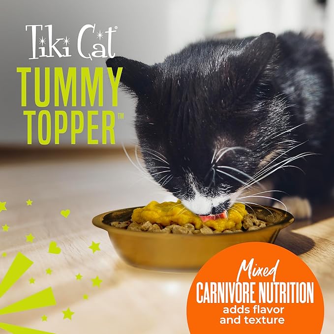 Tiki Cat Tummy Topper, Pumpkin Recipe Puree, Formulated to Support Healthy Digestion, Mousse Cat Food Topper, 1.5 oz. Pouch (12 Count)