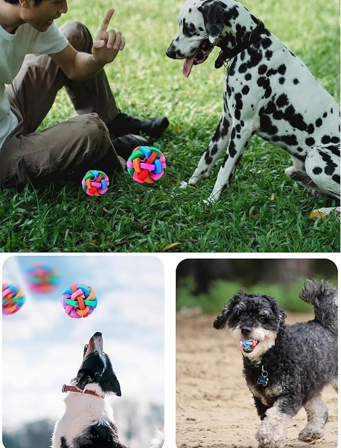 GLOGLOW Rubber Dog Toy Ball for Small Dogs, Puppy Chew Toy, Durable Natural Rubber Fetch & Play Ball, Safe BPA-Free Pet Teeth Cleaning Toy, Interactive Bouncy Ball for Indoor/Outdoor Play
