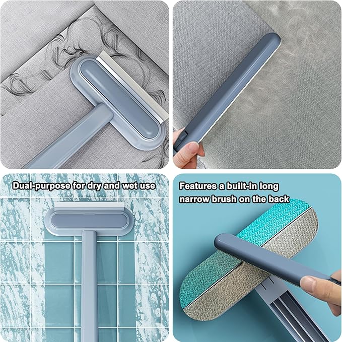 Pet Hair Remover 3-in-1 Kit: 24" 4-in-1 Multifunctional Deshedding Brush, Grooming Glove & Silicone Brush for Effective Dog Cat Hair Removal on Furniture, Car, Window Screen