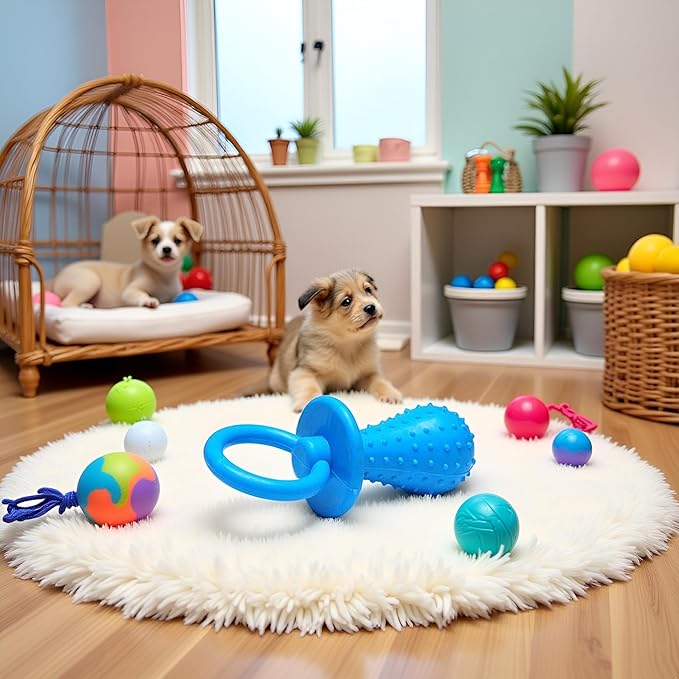 Blue Dog Pacifier,Chew Toys,Mini Bite Resistant Bell Shape Rubber Pacifier,Pet Dog Puppy Molar Chew Training Toy,Bell Chewing Playing Training Toys for Pet Puppy Cat Supplies 1 Piece