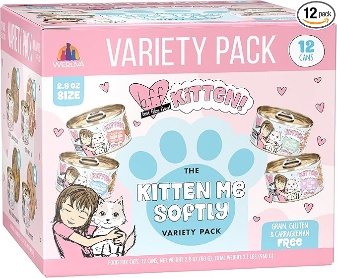 Weruva B.F.F. Kitten The Kitten Me Softly Variety Pack, 2.8oz Can, Pack of 12