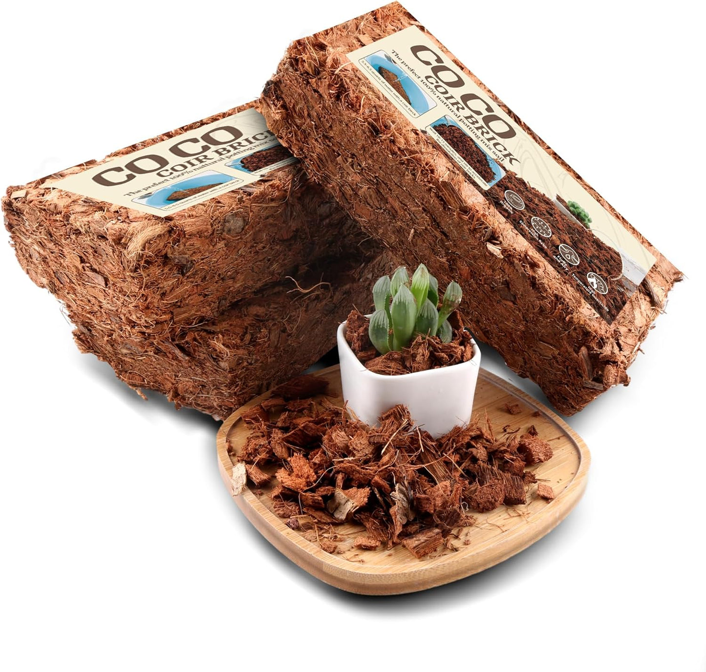 3 Pack Cocount Husk Chips-3.3LB Organic Coco Chips with Low EC & PH Balanced, High Expansion Coconut Substrate Coco Husk Mulch for Garden Flowers, Planting, Reptile, Indoor & Outdoor