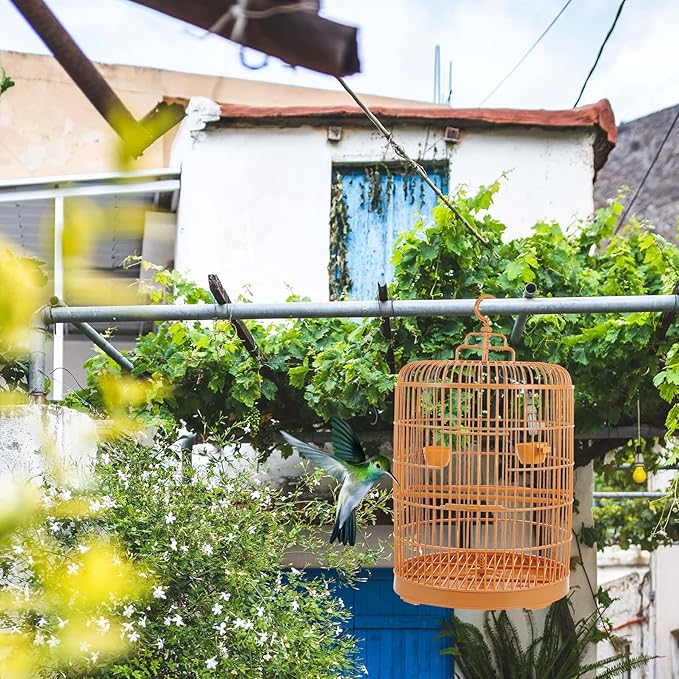 Toyvian Plastic Hanging Bird Cage with Dome Top, Small Parrot and Cockatiel Cage, Plastic Birdcage for Indoor Use, Suitable for Lovebirds and Pet Birds