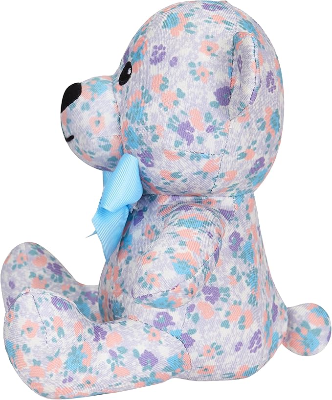 Blueberry Pet Cat & Dog Toys - 6" Bluey Stuffed Animals for Puppies, Plush Squeak Toy, Floral Lavender Happy Bear, Soft & Durable, Puppy Toys, Machine-Washable, Matching Collar Available