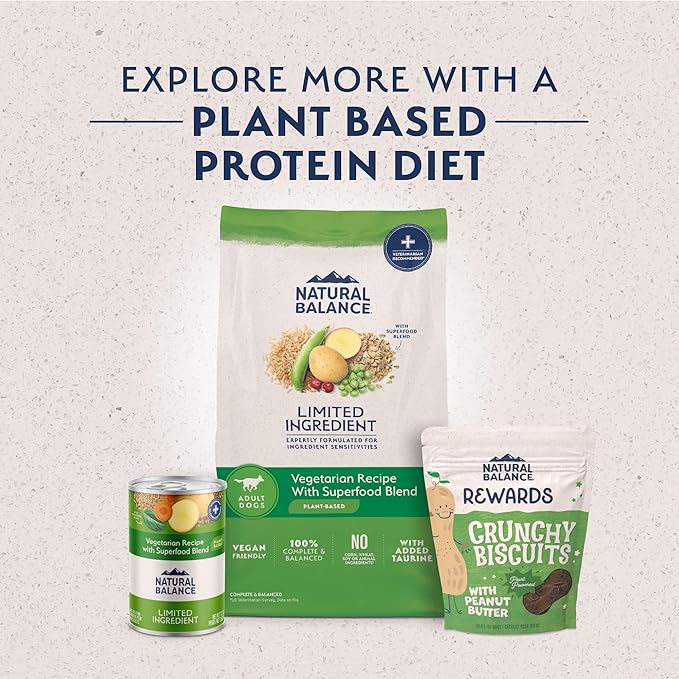 Natural Balance Limited Ingredient Adult Dry Dog Food with Vegan Plant Based Protein and Healthy Grains, Vegetarian Recipe, 24 Pound (Pack of 1)