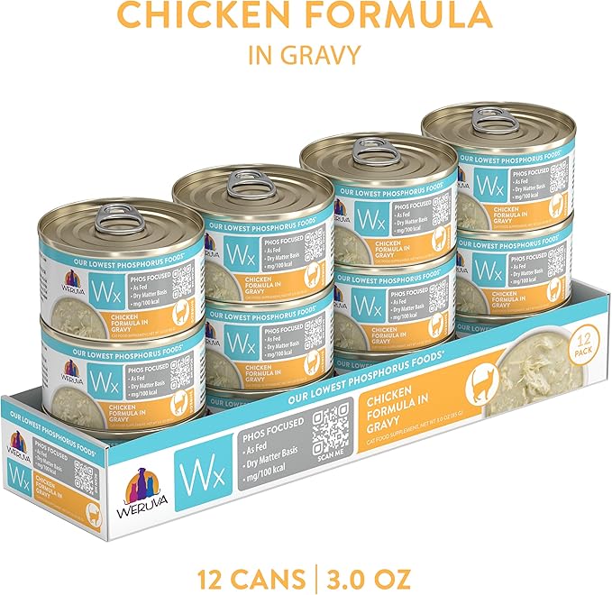 Weruva Wx Phos Focused, Chicken Formula in Gravy 3oz Can, Pack of 12