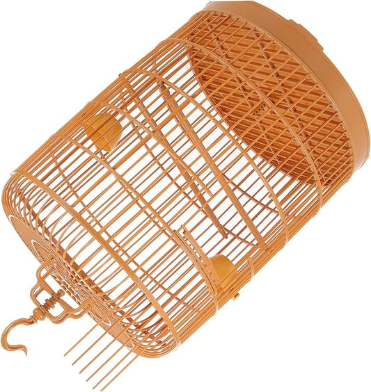 Toyvian Decorative Hanging Plastic Bird Cage for Small Animals Round Shaped Multi Functional Pet Cage for Parakeets Hamsters Small Parrots and Stylish Design