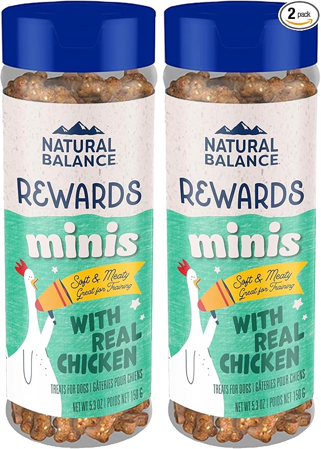 Natural Balance Limited Ingredient Mini-Rewards Chicken Grain-Free, Training Treats for Dogs | 5.3-oz. Canister (Pack of 2)