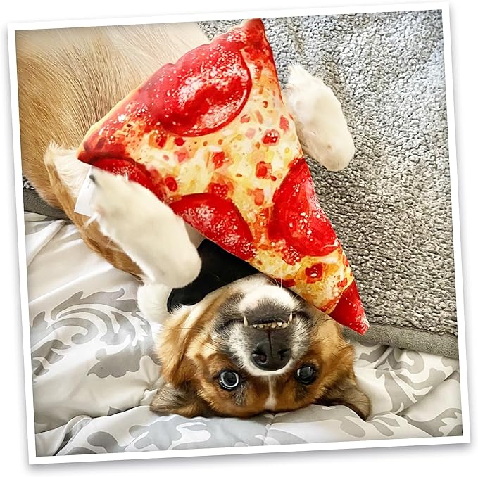 Doggijuana Refillable Juananip Toy Bundle | Pizza Bundle | Funny Dog Toy Plush with Catnip and Refill | Calming Aid for Dogs | Interactive Chew Toy for Play
