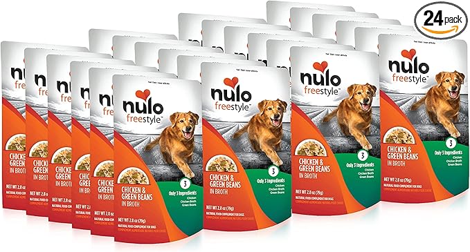 Nulo Freestyle Chicken & Green Beans in Broth Real Meat Dog Food Topper, 2.8 Ounce (Pack of 24)