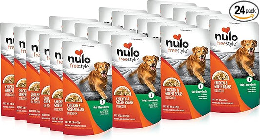 Nulo Freestyle Chicken & Green Beans in Broth Real Meat Dog Food Topper, 2.8 Ounce (Pack of 24)