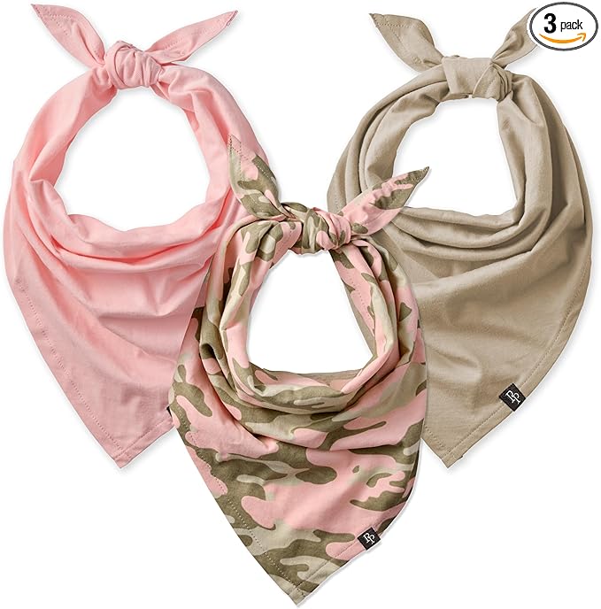 Pet Passion Bandit - THE PET Bandana 100% Organic Cotton Pet Bandanas Clothes for Small, Medium, Large Dogs, 3-Pack Pink Camo, X-Small/Small