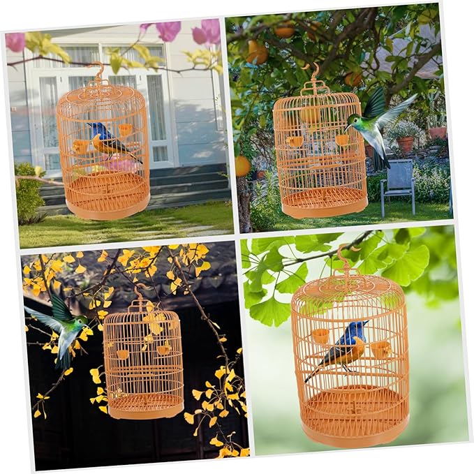 LIOOBO Hanging Bird Cage for Small Animals and Birds Durable Plastic Round Door Suitable for Parakeets Conures Hamsters and Small Pets