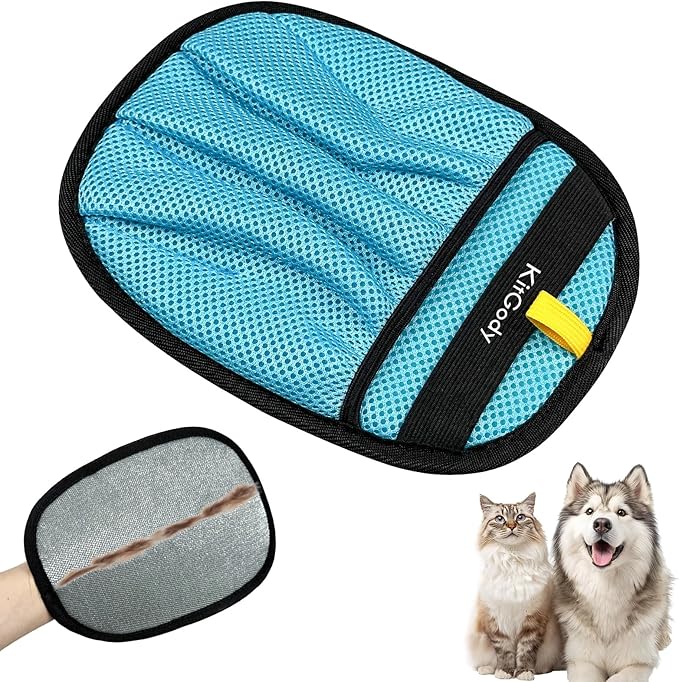Upgraded Five-Finger Electrostatic Pet Hair Removal Glove for Cats & Dogs, Reusable Magic Brush Grooming Mitt for Furniture, Couch, Carpet, Car Seat & Clothing