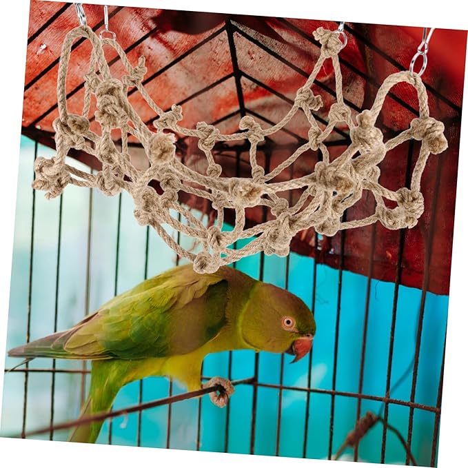 Abaodam Parrot Climbing Net Hammock Wear Bird for Pet Birds Hanging Accessory for Cage Sturdy Climbing Net for Parrots and Squirrels for Active Playtime