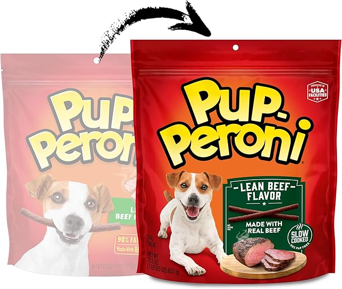 Pup-Peroni Dog Treats, Lean Beef Flavor, 22.5 Ounce, Made with Real Beef, 90% Fat Free (Pack of 4)