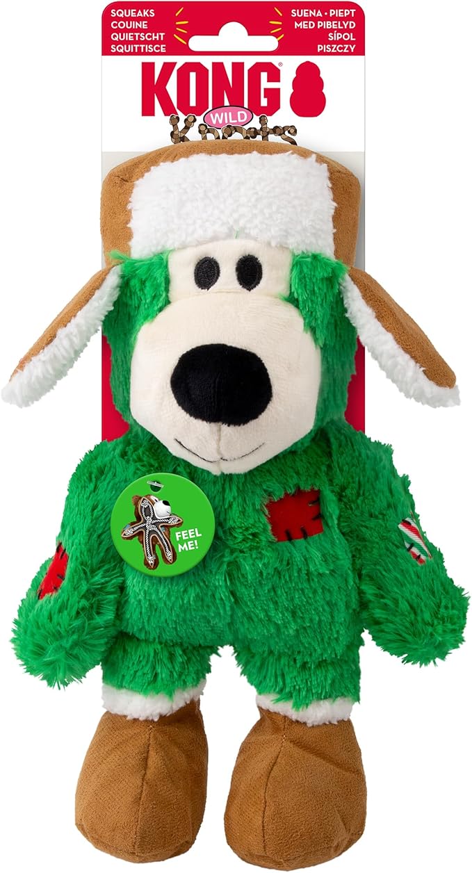 KONG Holiday Dog Toy Christmas Combo Pack – Wild Knots Bear, Whole Antler Chew, Cozie Reindeer (Medium/Large)