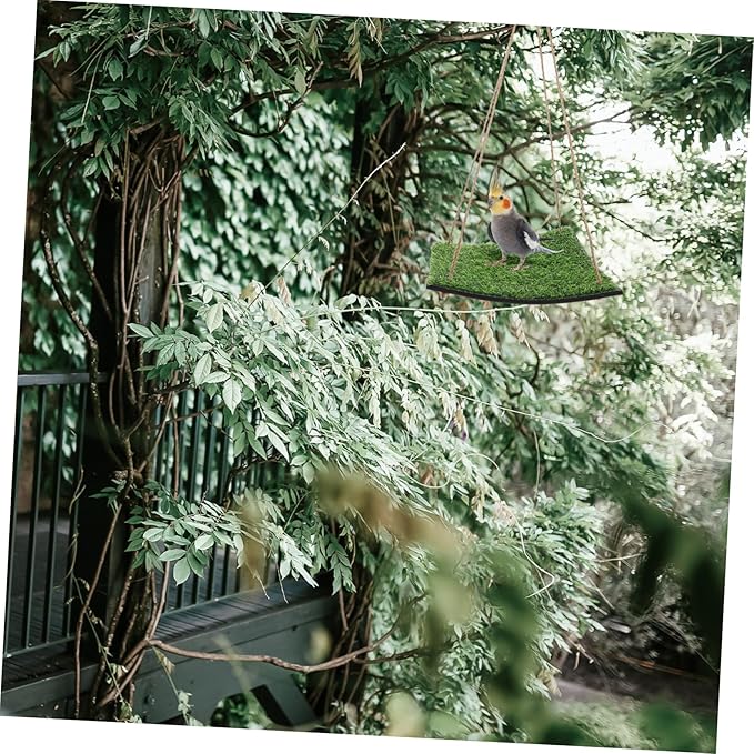 Artificial Grass Climbing Net for Small Pets Bird Playground Bearded Dragon Bed Easy to Install Indoor Outdoor Accessory Square