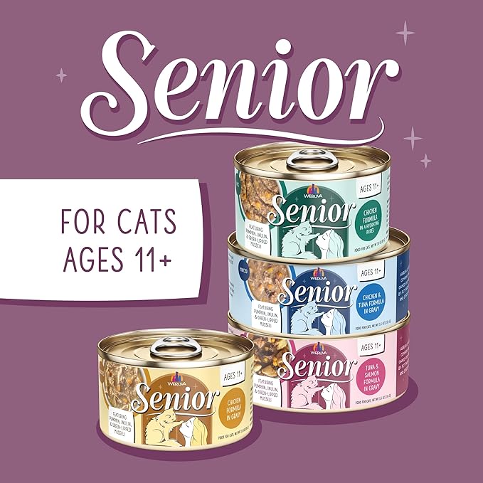 Weruva Senior Cat Food, Timeless Tails Variety Pack, 5.5oz Can, Pack of 12