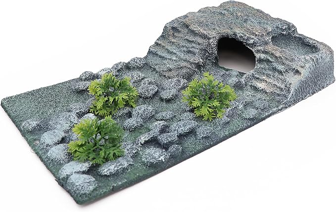 AQUA KT Turtle Ramp Climbing Basking Platform, Tortoise Dock and Hideout, Turtle Food Bowl, Terrarium Plant, in Complete Terrarium Aquatic Decoration Kit, Pack of 1