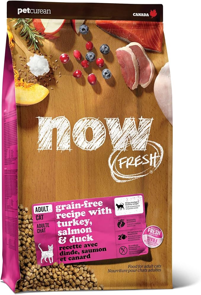 Now Fresh Adult Dry Cat Food, Turkey, Salmon & Duck Recipe, Grain-Free, Chicken-Free, 16 lbs