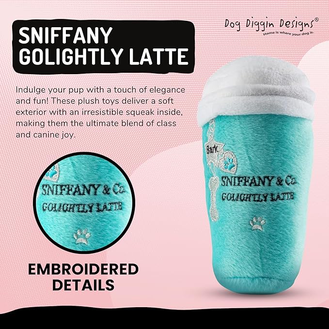 Dog Diggin Designs Nouveau Haute Coffee Station Collection | Unique Squeaky Parody Plush Dog Toys – Baristas Needed!