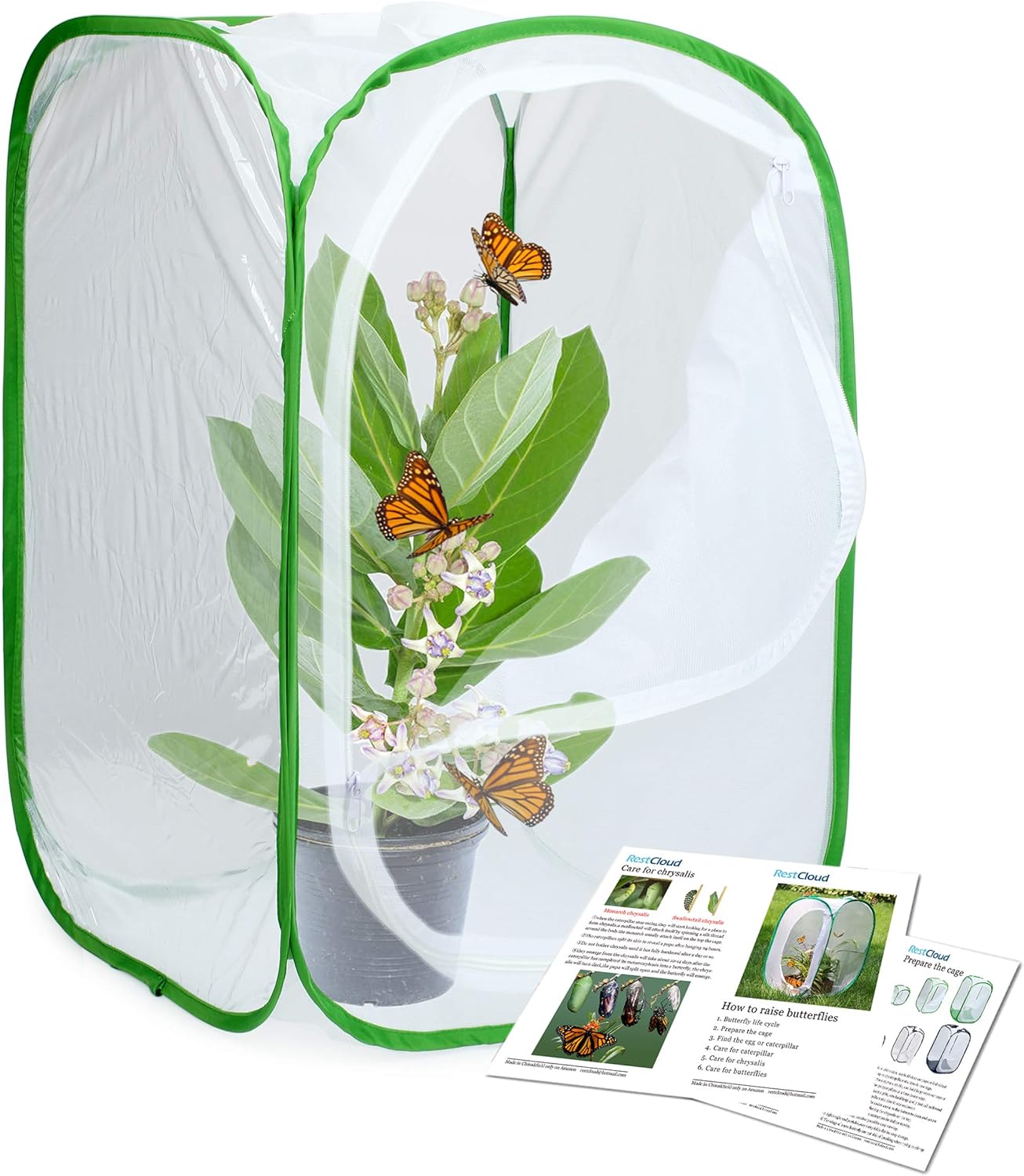 RESTCLOUD Insect and Butterfly Habitat Cage Terrarium Pop-up 23.6 Inches Tall
