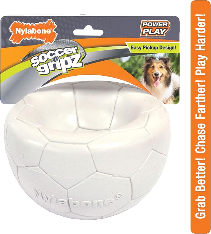 Nylabone Power Play Gripz Felt Soccer Ball Rubber Fetch Toy, Squeaky Ball for Dogs, Medium (1 Count)