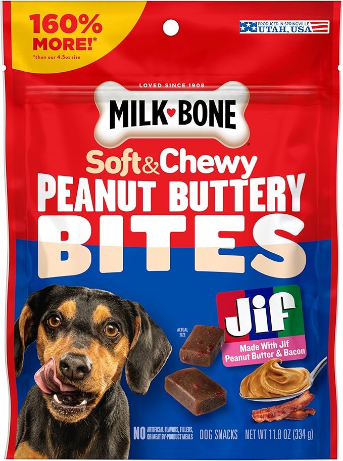 Milk-Bone Peanut Buttery Bites Soft Dog Treats with Real Peanut Butter & Bacon