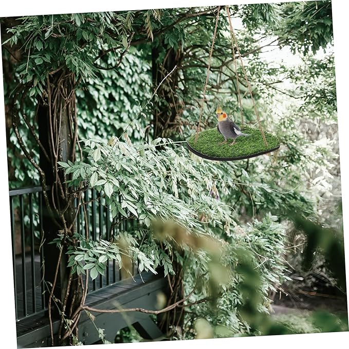 Toddmomy Artificial Grass Parrot Hammock Reptile Climbing Swing Net for Indoor Outdoor Use Bird Cage Accessory for Gecko Lizard and Chameleon