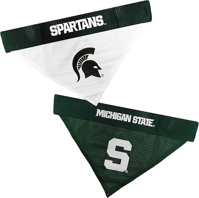 Pets First Collegiate Pet Accessories, Reversible Bandana, Michigan State Spartans, Small/Medium