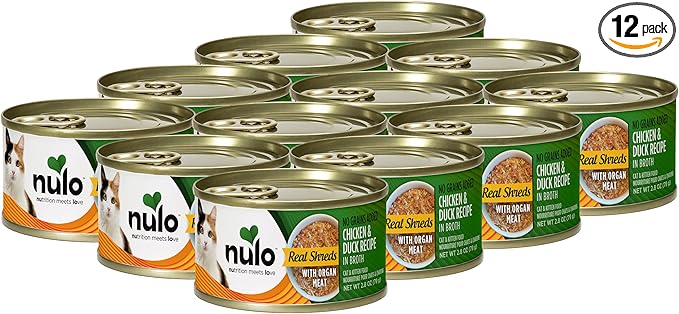 Nulo Real Shreds with Organ Meat Wet Canned Cat Food, Chicken & Duck, 2.8 Ounce, 12 Cans