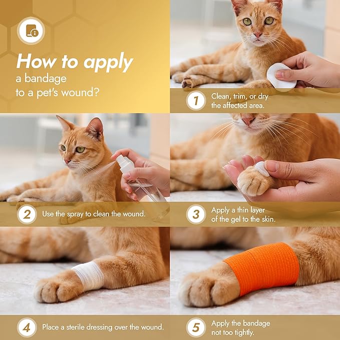 Self-Adhering Elastic Dog Bandages for Wounds – Cat & Dog Bandage Prevents Licking and Scratching – Made from Natural Rubber Latex, the Wrap Sticks to Itself – Set of 9 x 5 cm Rolls