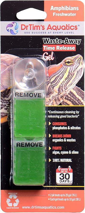 DrTim’s Aquatics Waste-Away Gel Fish Tank Cleaner for Freshwater Aquariums – Unclogs, Cleans, Removes Hidden Fish Food Waste – for Turtle Tanks – Small, Double Pack