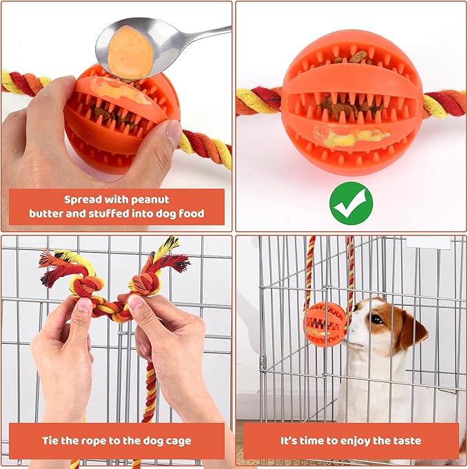 Interactive Dog Toys, Crate Training Aids for Puppies, Reduce Stress Anxiety Peanut Butter Dog Food Treat Dispenser Toys(Orange)