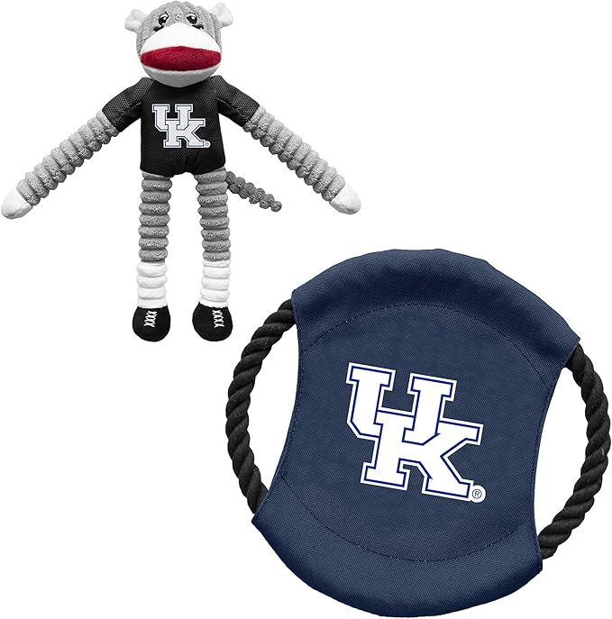 Littlearth NCAA Unisex NCAA Sock Monkey and Flying Disc Pet Toy Combo Set