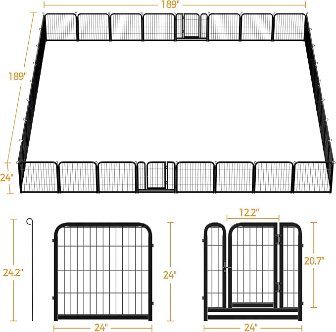 Topeakmart Dog Playpen Outdoor Puppy Exercise Pen Indoor Portable Pet Fence for Yard/RV Camping, 24 Inch 32 Panels