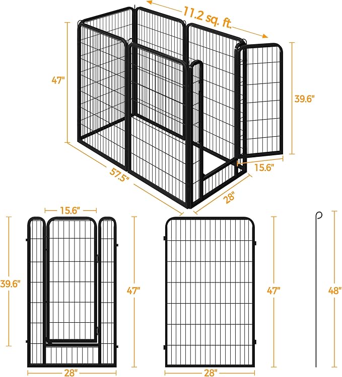 Topeakmart Dog Playpen Outdoor Puppy Exercise Pen Indoor Portable Pet Fence for Yard/RV Camping, 47 Inch 6 Panels