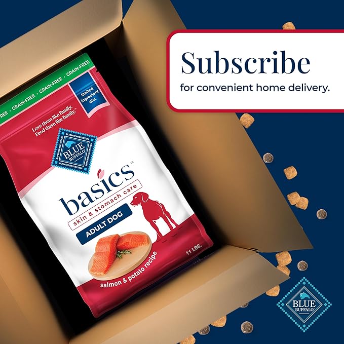 Blue Buffalo Basics Grain-Free Dry Dog Food for Adult Dogs, Limited Ingredient Diet, Salmon Recipe, 11-lb Bag