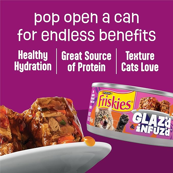 Purina Friskies Glaz’d and Infuz’d Wet Cat Food Variety Pack with Chicken, Crab or Shrimp in Wet Cat Food Gravy - 5.5 Ounce (Pack of 12)