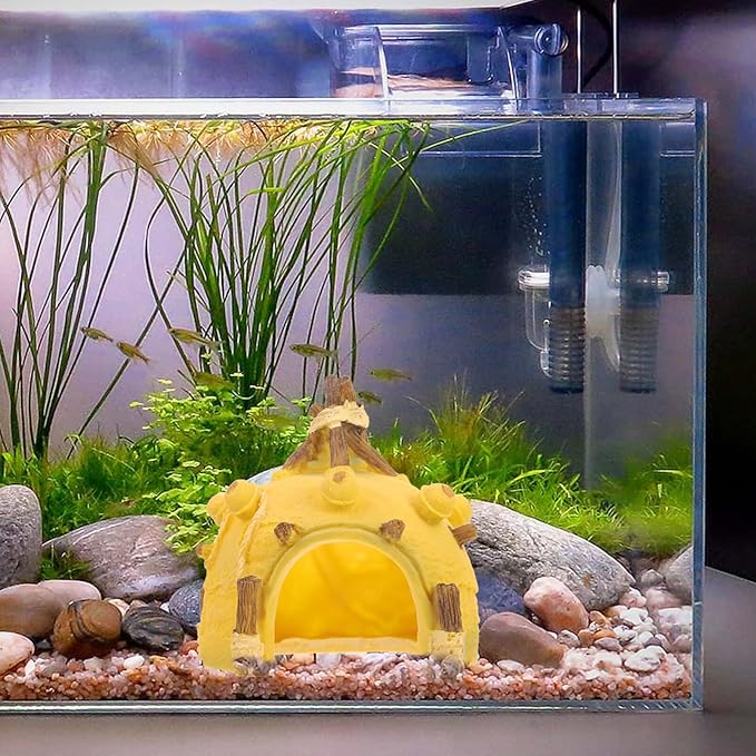 Ipetboom Aquarium Hideout Tent-Shaped Fish Cave Ornament for Fish Tank Decor Vivid Landscape for Aquatic Pets to Play and Rest