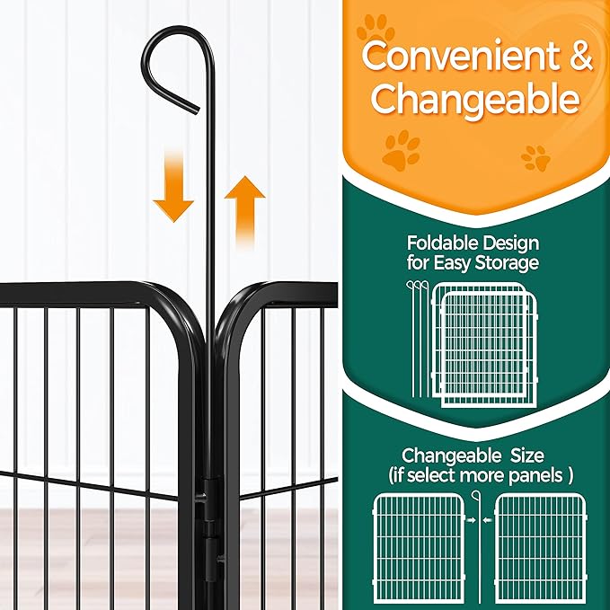 Topeakmart Dog Playpen Outdoor Puppy Exercise Pen Indoor Portable Pet Fence for Yard/RV Camping, 32 Inch 4 Panels
