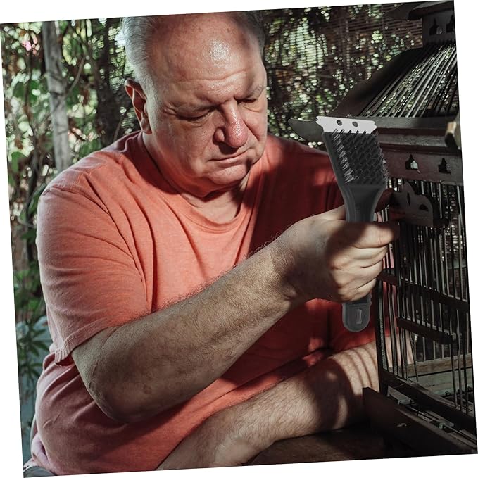 Birdcage Accessory Non-Shedding Bristles Stainless Steel Shovel Bird Droppings Cleaning Birdcage