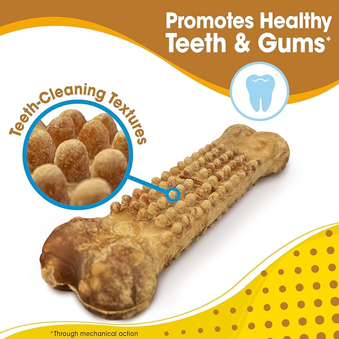 Nylabone Nubz Natural Dog Chew Treats for Large Dogs, Long Lasting Dog Chew Bones Made in the USA, Chicken Flavor Breath Freshener Dental Chews, Large Dog Bones for Dogs Over 30 lbs. (18 Count)